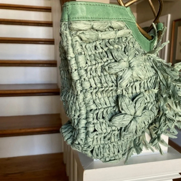 Anthropologie Raffia  Green Tote - Picture 6 of 7